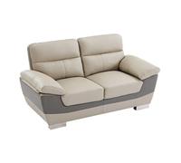 Canapé 2 places en cuir FRANCESCA - Bicolore anthracite et gris - Déhoussable - Largeur 85 cm