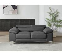 Canapé 2 places en cuir gris anthracite SOLANGE