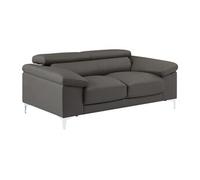 Canapé 2 places en cuir gris anthracite SOLANGE