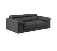 Canapé 2 places en cuir gris anthracite SOLANGE