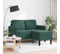 Canapé 2 Places en L Vert foncé avec méridienne 125 cm Velours Confortable Design scandinave modulable Convertible pour Salon séjour Chambre Bureau