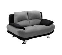 Canapé 2 places en microfibre MUSKO - Bicolore gris et noir - Contemporain - Design - Moelleux