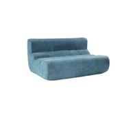 Canapé 2 places en mousse polyuréthane et tissu polyester touché doux bleu - BLOW -
