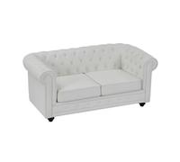Canapé 2 places en simili blanc CHESTERFIELD