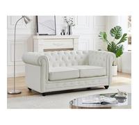 Canapé 2 places en simili blanc CHESTERFIELD