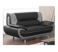 Canapé 2 places en simili NIGEL - Bicolore noir et