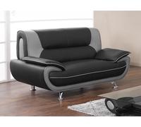 Canapé 2 places en simili NIGEL - Bicolore noir et gris