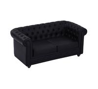 Canapé 2 places en simili noir CHESTERFIELD