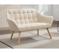 Canapé 2 places en tissu beige CASERTA
