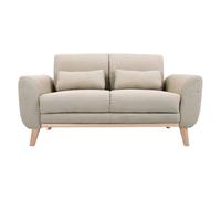 Miliboo Canapé scandinave 2 Places en Tissu Beige et Bois Clair EKTOR