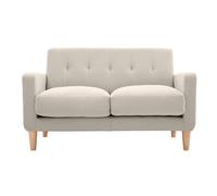 Canapé scandinave 2 places en tissu beige et bois clair LUNA