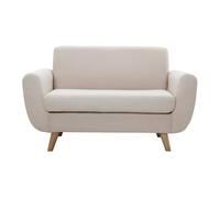 Canapé 2 places en tissu beige et bois clair pure