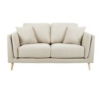 Canapé scandinave 2 places en tissu beige naturel et bois clair VOGUE