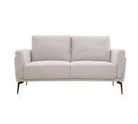 Canapé design 2 places en tissu effet velours texturé beige et métal noir MOSCO