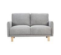 Canapé 2 places en tissu effet velours texturé gris et bois clair bono