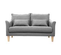 Canapé scandinave 2 places en tissu gris et bois clair KATE