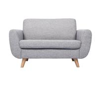 Canapé scandinave 2 places en tissu gris et bois clair PURE