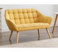 Canapé 2 places en tissu jaune moutarde CASERTA