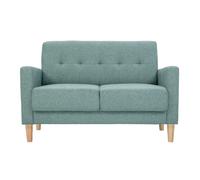 Canapé scandinave 2 places en tissu vert de gris et bois clair MOON