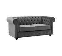 Canapé 2 places en velours anthracite CHESTERFIELD