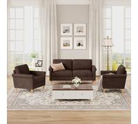 Canapé 2 places en velours avec poche de rangement, canapé rembourré pour salon, chambre à coucher, bureau, montage sans outils, gris clair