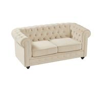 Canapé 2 places en velours beige CHESTERFIELD