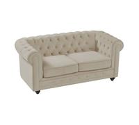 Canapé 2 places en velours beige CHESTERFIELD
