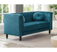 Canapé 2 places en velours bleu canard TURNER