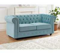 Canapé 2 places en velours bleu pastel CHESTERFIELD