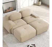 Canapé 2 places, en velours côtelé, modulable, sans cadre, avec mousse froide 32D, accoudoirs ergonomiques et dessous antidérapant, pour salon et chambre à coucher, beige