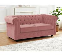 Canapé 2 places en velours rose pastel CHESTERFIELD Rose poudré