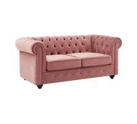 Canapé 2 places en velours rose pastel CHESTERFIELD Rose poudré