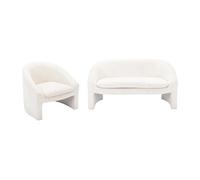 Canapé 2 places et fauteuil en velours côtelé crème OSSANA