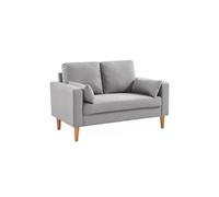 Canapé en tissu gris clair - Bjorn - Canapé 2 places fixe droit pieds bois. style scandinave