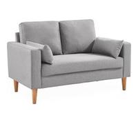 Canapé en tissu gris clair - Bjorn - Canapé 2 places fixe droit pieds bois. style scandinave