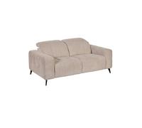 Canapé 2 places fixe en tissu poils courts style sherpa crème - ALKANE -