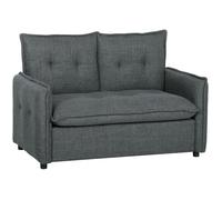 Canapé 2 places - HOMCOM - assise rembourrée, coussins à ressorts - design capitonné - tissu en lin - 131 x 75 x 85 cm - gris foncé