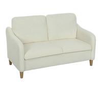 Canapé 2 places - HOMCOM - coussins inclus, assise rembourrée - structure en bois massif - tissu bouclette - 137x69x82cm - crème