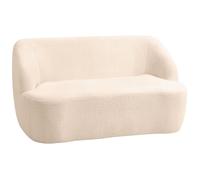 Canapé 2 places - HOMCOM - dossier et assise incurvés - aucun assemblage requis - tissu bouclette - 142 x 85 x 73,5 cm - beige