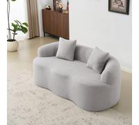 Canapé 2 places incurvé 170 cm - Canapé de compression compressé avec bras roulés - Rembourrage en polyester - Noyau à ressorts + mousse - Moelleux - Pas de montage nécessaire - Gris clair - Pour