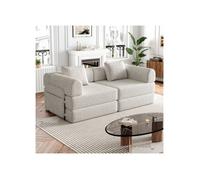 Canapé 2 places kaki, design 2-en-1, accoudoir avec rangement, structure acier, pour salon ou chambre d’ami