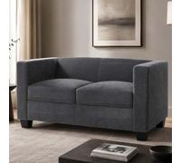 Canapé 2 places Lille canapé lounge tissu chenille 136 cm gris foncé