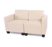 Mendler Canapé 2 places Lyon – modulable, simili‑cuir – crème