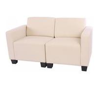 Mendler Canapé 2 places Lyon – modulable, simili‑cuir – crème