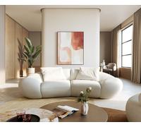 Canapé 2 places Lunna 280x170 cm bouclé soft beige 2 coussins