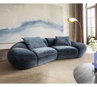 Canapé 2 places Lunna 280x170 cm chenille bleu 2 coussins