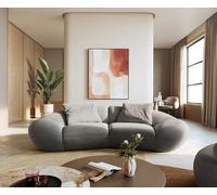 Canapé 2 places Lunna 280x170 cm tissu structuré soft gris 2 coussins