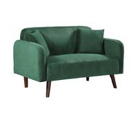[en.casa] Canapé 2 Places Confortable avec 2 Coussins Sofa Rembourré avec Accoudoir Excellente Stabilité Capacité de Charge 320 kg Salon Chambre à Coucher Velours Côtelé 132 x 70 x 80 cm Vert