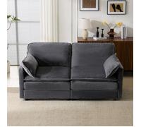 Canape 2 Places Pas Cher avec 2 Coussins, Canapé Scandinave Gris, Petit Canapé 2 Places pour Salon Chambre, Tissu Velours Côtelé