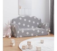 Canapé 2 Places Pour Enfants Gris Clair Peluche Avec Étoiles Mousse Souple Housse Amovible Gris